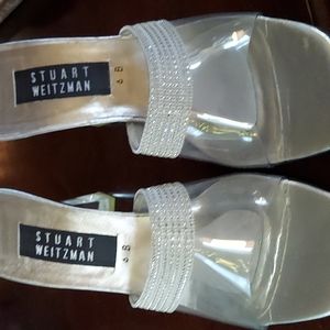 Stuart Weitzman silver slides